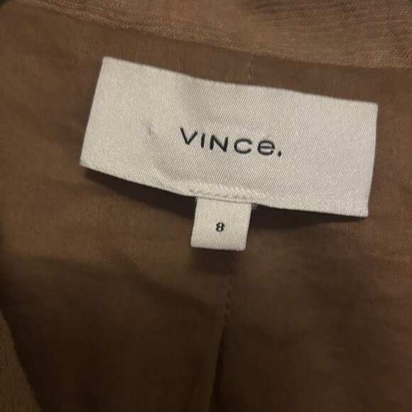 VINCE Tan Textured Double-Breasted Crepe Boyfriend Blazer 8 - Picture 7 of 8